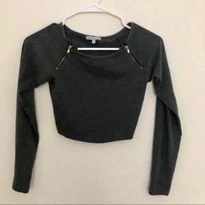 Charlotte Russe Crop Top with Zipper Accent